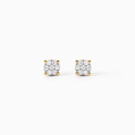 Boucles D'oreilles Puces Charlene Or Jaune Diamant Synthetique - Boucles d'oreilles mariage Femme | Marc Orian