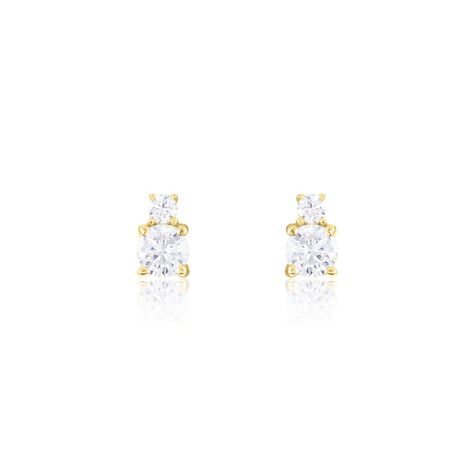 Boucles D'oreilles Puces Constancia Or Jaune Oxyde De Zirconium - Puces Femme | Marc Orian