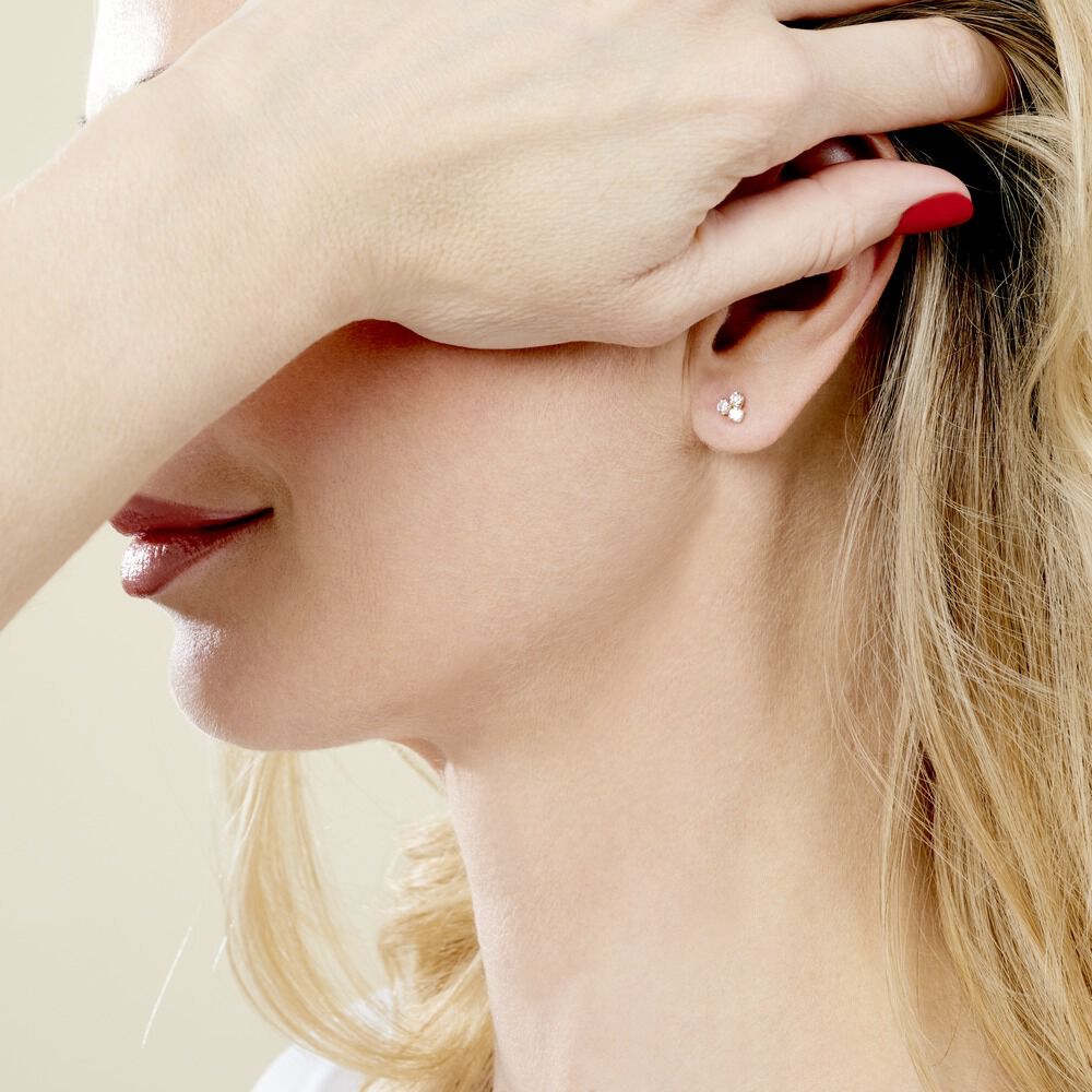 Boucles D'oreilles Puces Or Jaune Oxydes De Zirconium - Puces Femme | Marc Orian