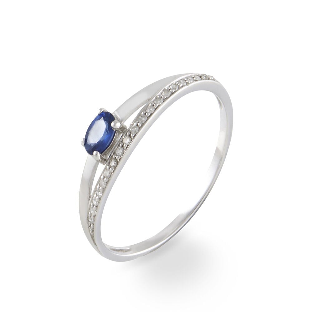 Bague Marie-roselyne Or Blanc Saphir Et Diamant - Solitaires Femme | Marc Orian