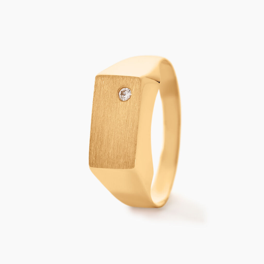 Chevalière Rectangle Or Jaune Oxyde De Zirconium - Chevalières Famille | Marc Orian