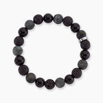 Bracelet Naturel Acier Argent&eacute; Pierre De Lave Jaspe Africain Agate - Bracelets cha&icirc;nes Homme | Marc Orian