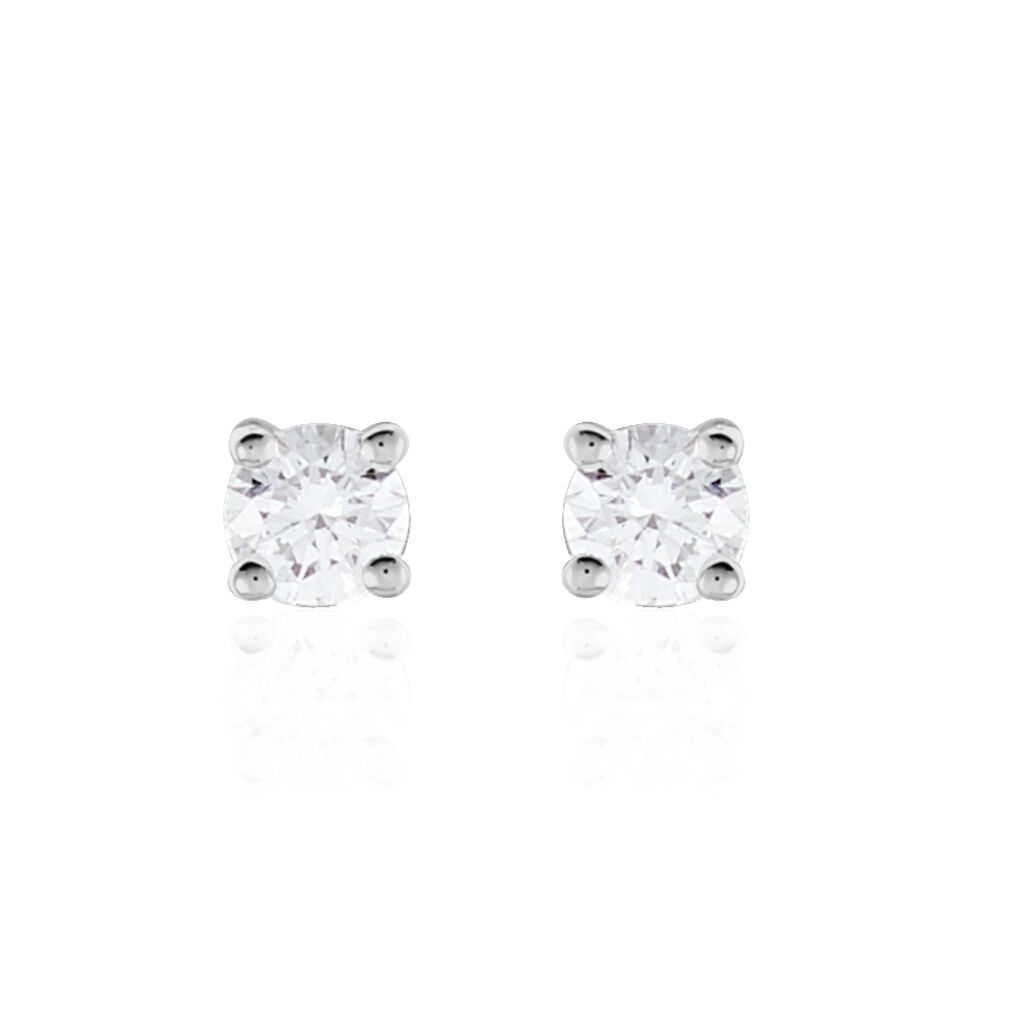 Boucles D'oreilles Puces Victoria Or Blanc Diamant - Puces Femme | Marc Orian
