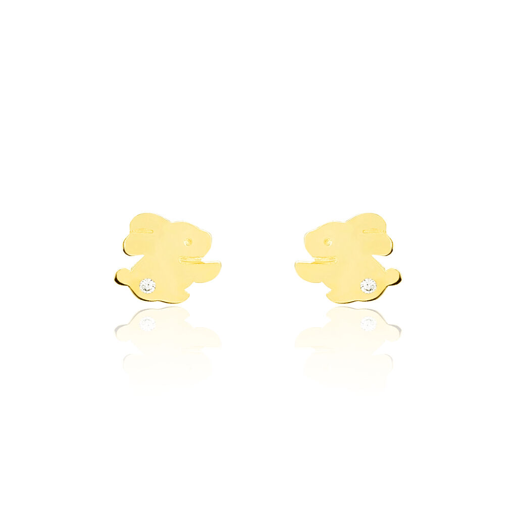 Boucles D'oreilles Puces Elioussa Lapin Or Jaune Oxyde De Zirconium - Puces Femme | Marc Orian