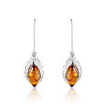 Boucles D'oreilles Argent Blanc Enya Ambre - Pendantes Femme | Marc Orian
