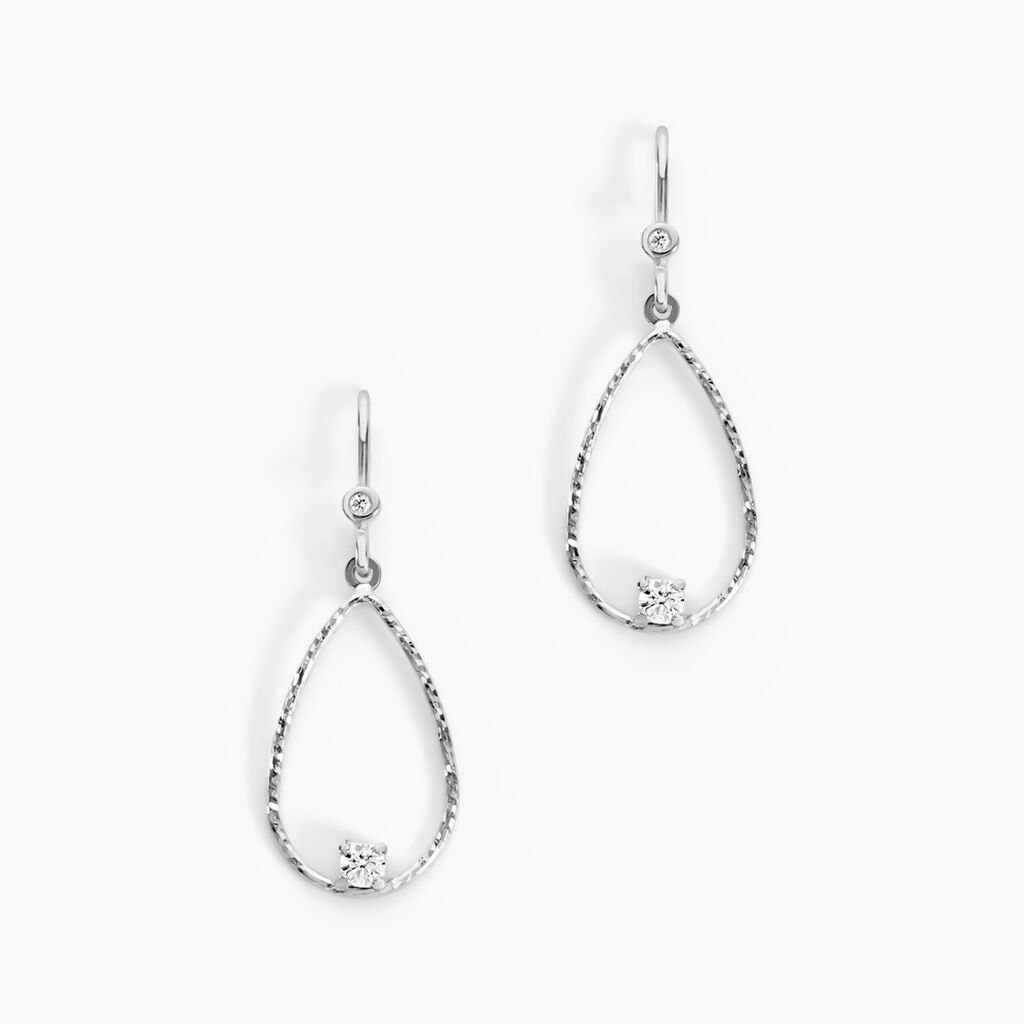 Boucles D'oreilles Pendantes Inez Argent Blanc Oxyde De Zirconium - Pendantes Femme | Marc Orian