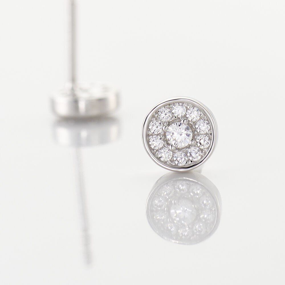 Boucles D'oreilles Puces Auxana Argent Blanc Oxyde De Zirconium - Puces Femme | Marc Orian