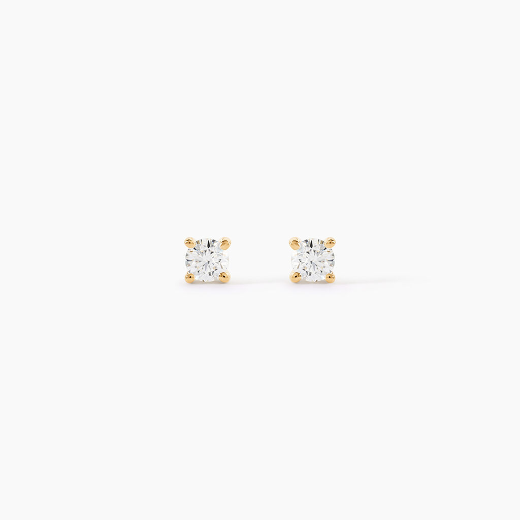 Boucles D'Oreilles Puces One Or Jaune Diamants - Boucles d'oreilles mariage Femme | Marc Orian