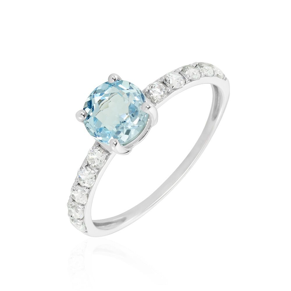 Bague Or Blanc Monroe Topaze Oxydes De Zirconium - Bagues pierres fines Femme | Marc Orian
