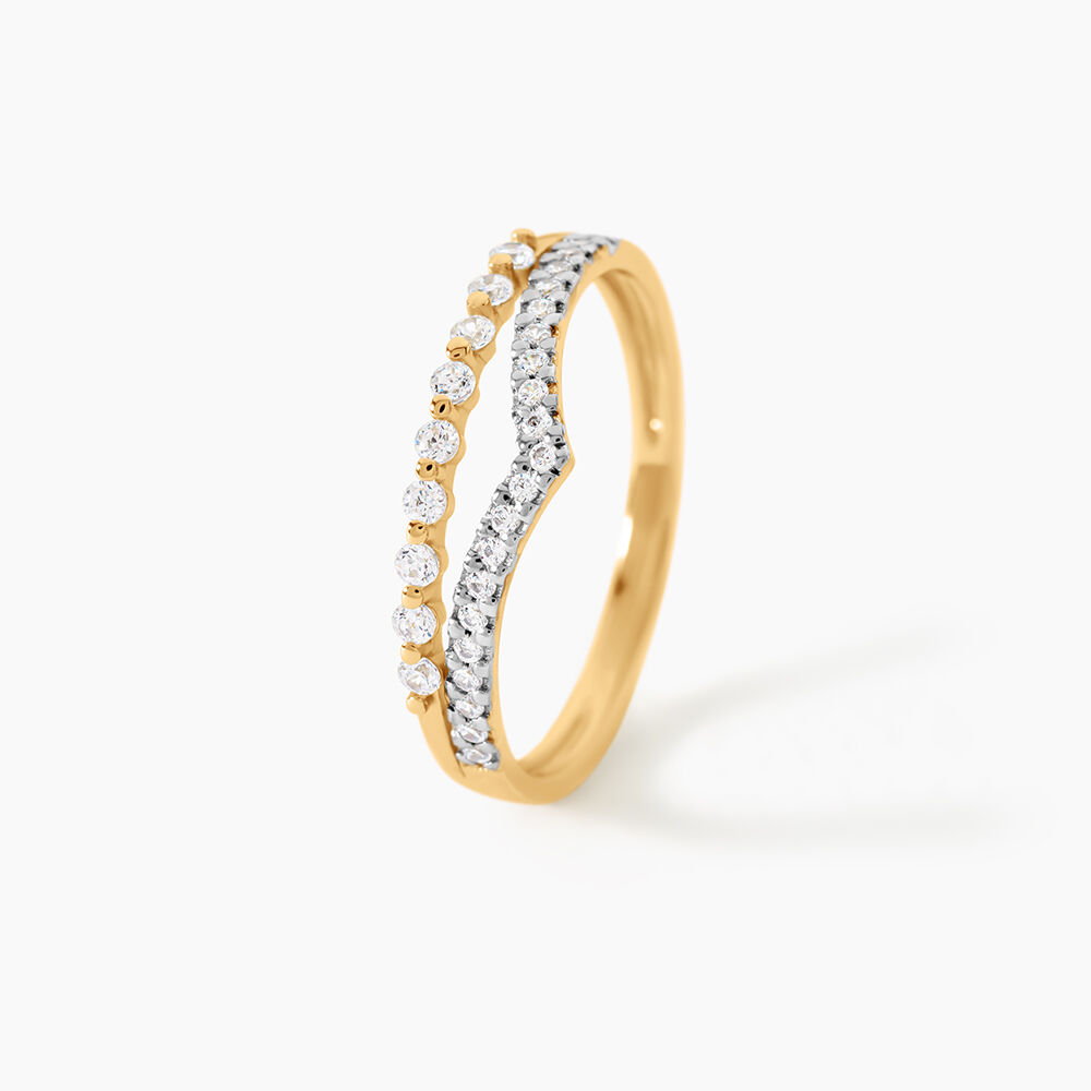 Bague Eclat D'Etoile Argent Dor&eacute; A L'Or 750/1000 Oxyde De Zirconium - Bagues avec pierre Femme | Marc Orian