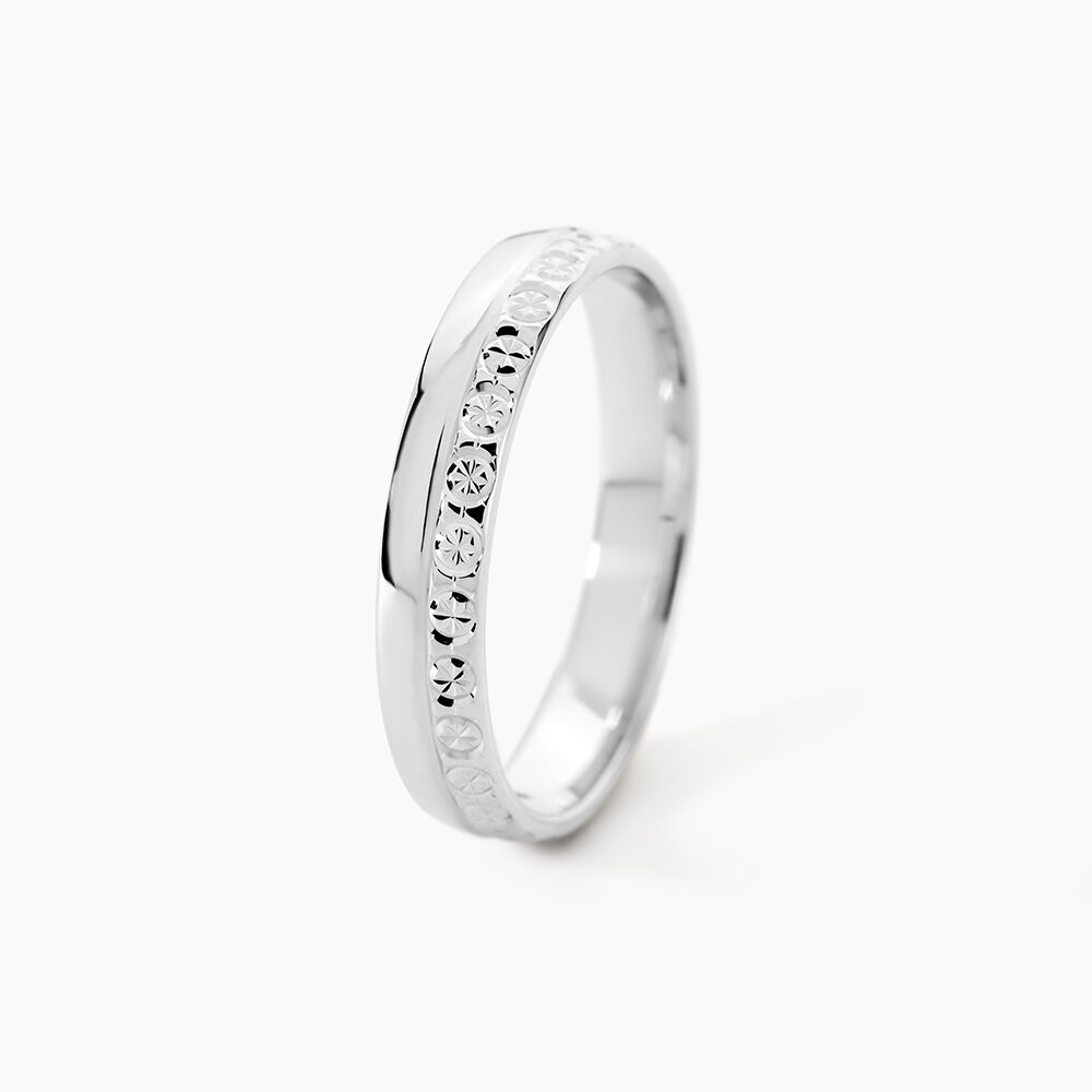 Alliance Fantaisie Diamantee Ruban Plat Or Blanc - Alliances duo Unisex | Marc Orian