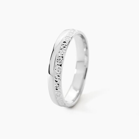 Alliance Fantaisie Diamantee Ruban Plat Or Blanc - Alliances duo Unisex | Marc Orian