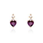 Boucles D'oreilles Puces Or Rose Samanta Rhodolite - Puces Femme | Marc Orian