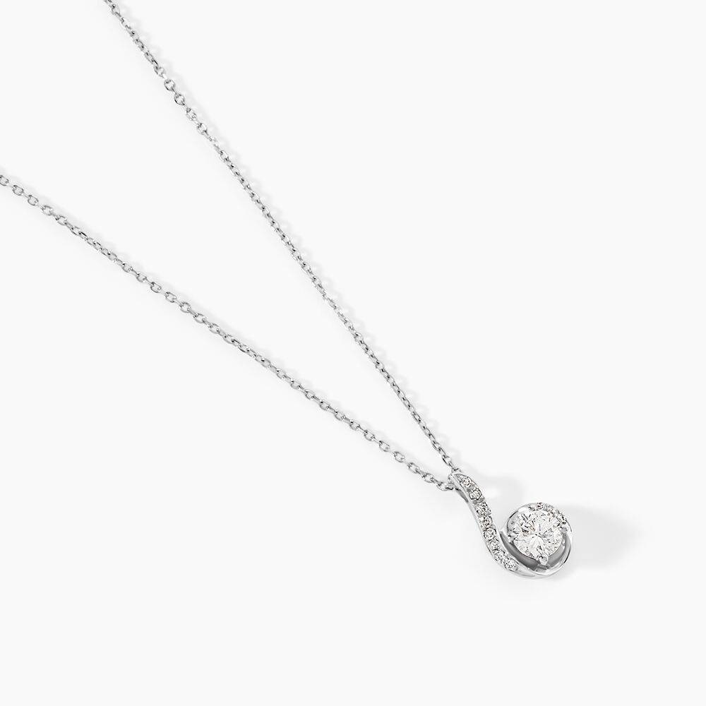 Collier Vrille Accompagnee Or Blanc Diamant - Colliers avec pierres Femme | Marc Orian