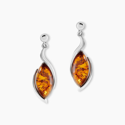 Boucles D'oreilles Pendantes Vyara Argent Blanc Ambre - Pendantes Femme | Marc Orian
