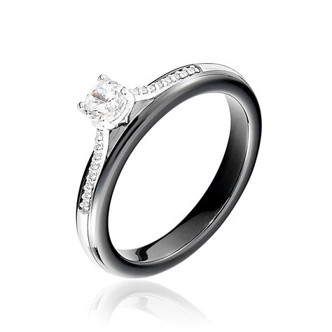 Bague Solitaire Ceramique Argent Blanc Céramique Et Oxyde De Zirconium - Bagues Femme | Marc Orian