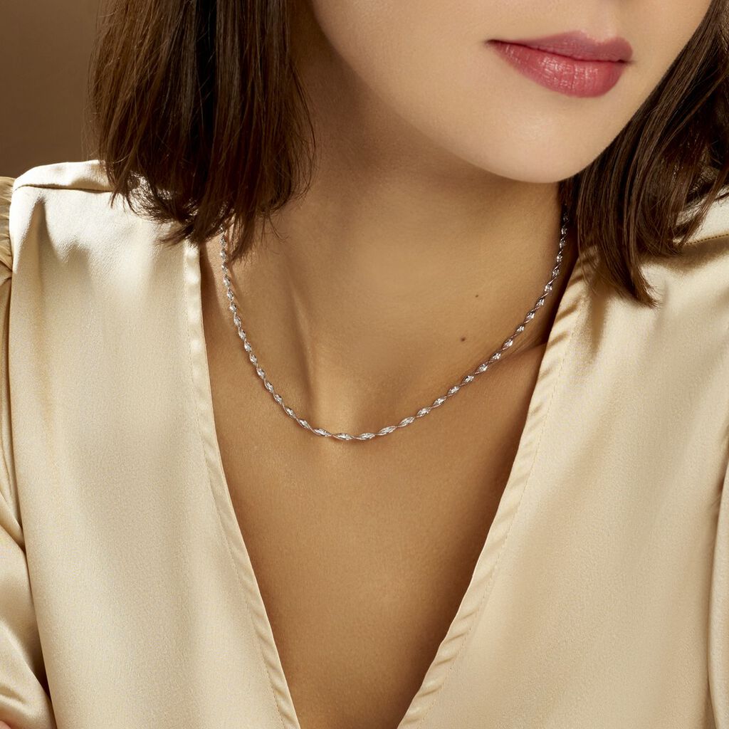 Collier Ciana Torsade Diamante Argent Blanc - Chaines Femme | Marc Orian