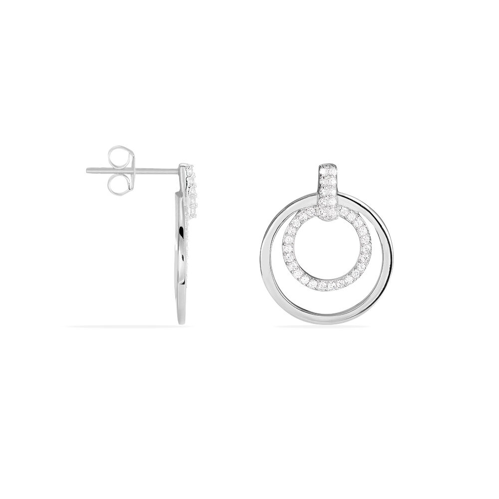 Boucles D'oreilles Pendantes Silvana Argent Blanc Oxyde De Zirconium - Pendantes Femme | Marc Orian