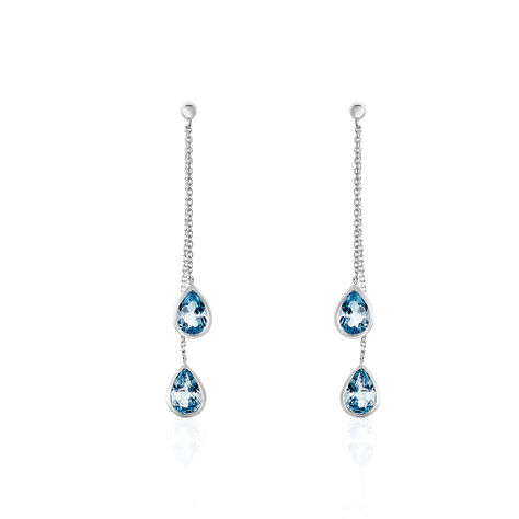 Boucles D'oreilles Pendantes Djime Or Blanc Topaze - Boucles d'oreilles Pendantes Femme | Marc Orian