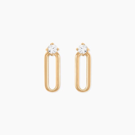 Boucles D'Oreilles Puces Ellin Plaque Or Jaune Oxyde De Zirconium - Puces Femme | Marc Orian