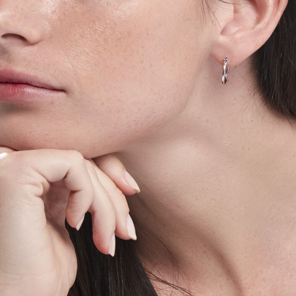 Créoles Argent Blanc Linnette Oxydes De Zirconium - Créoles Femme | Marc Orian