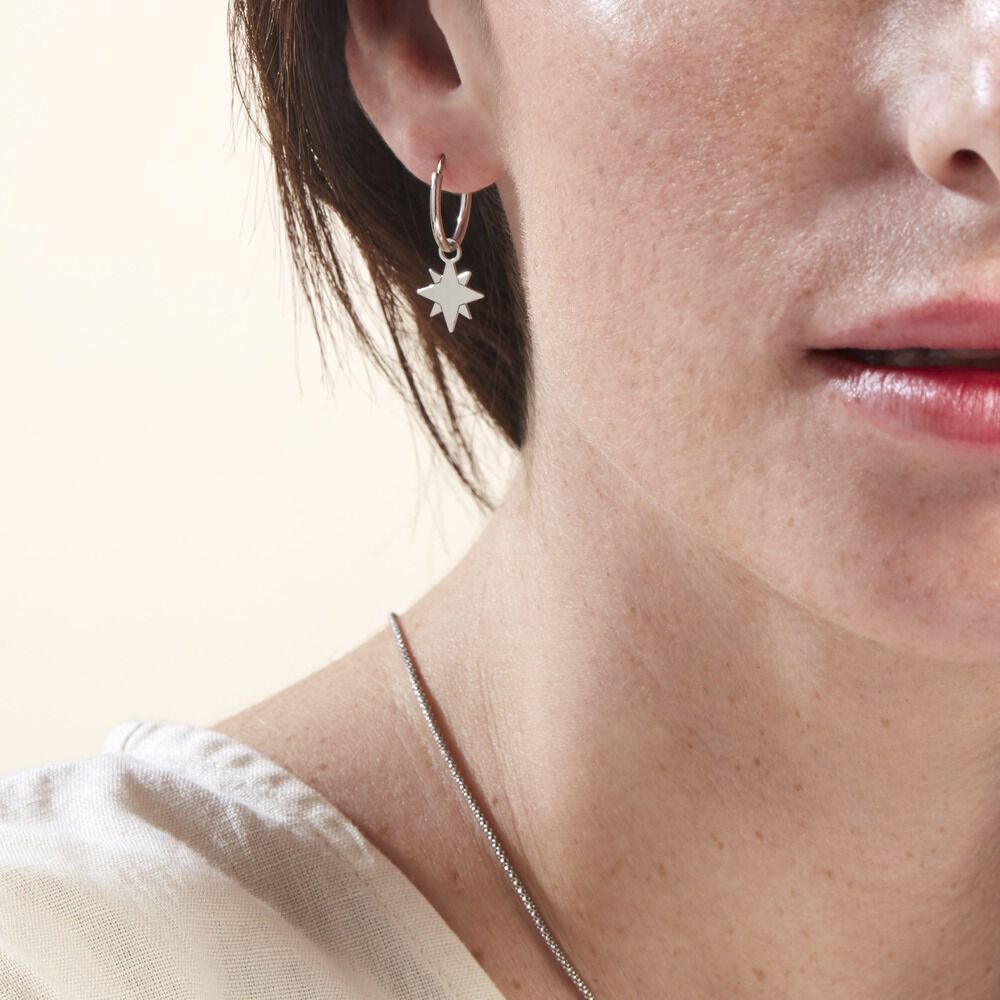 Créole Unitaire Cathryn Argent Blanc - Piercings d'oreilles Femme | Marc Orian