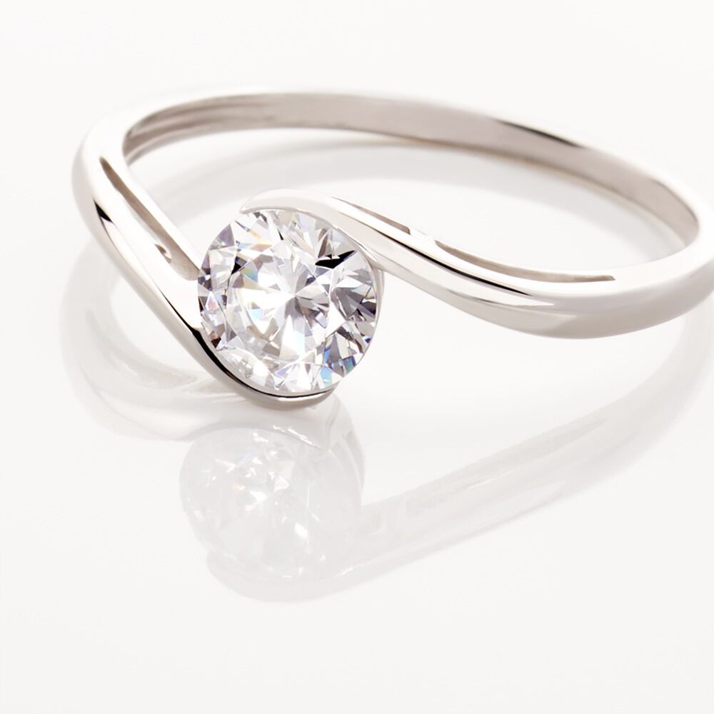 Bague Costante Or Blanc Oxyde - Solitaires Femme | Marc Orian