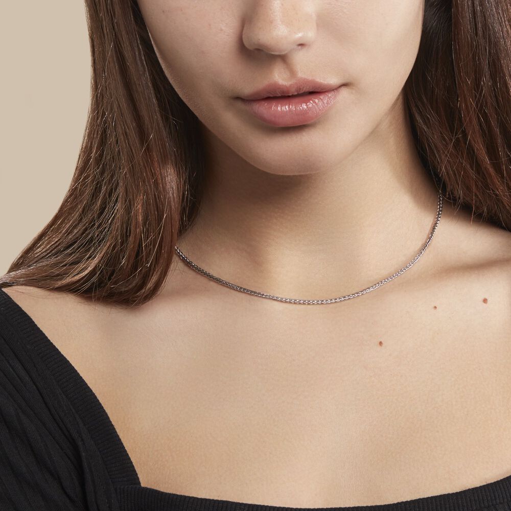 Collier Jany Maille Palmier Or Blanc - Chaines Femme | Marc Orian