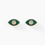 Boucles D'oreilles Puces Matiasma Or Jaune Malachite Diamant - Puces Femme | Marc Orian