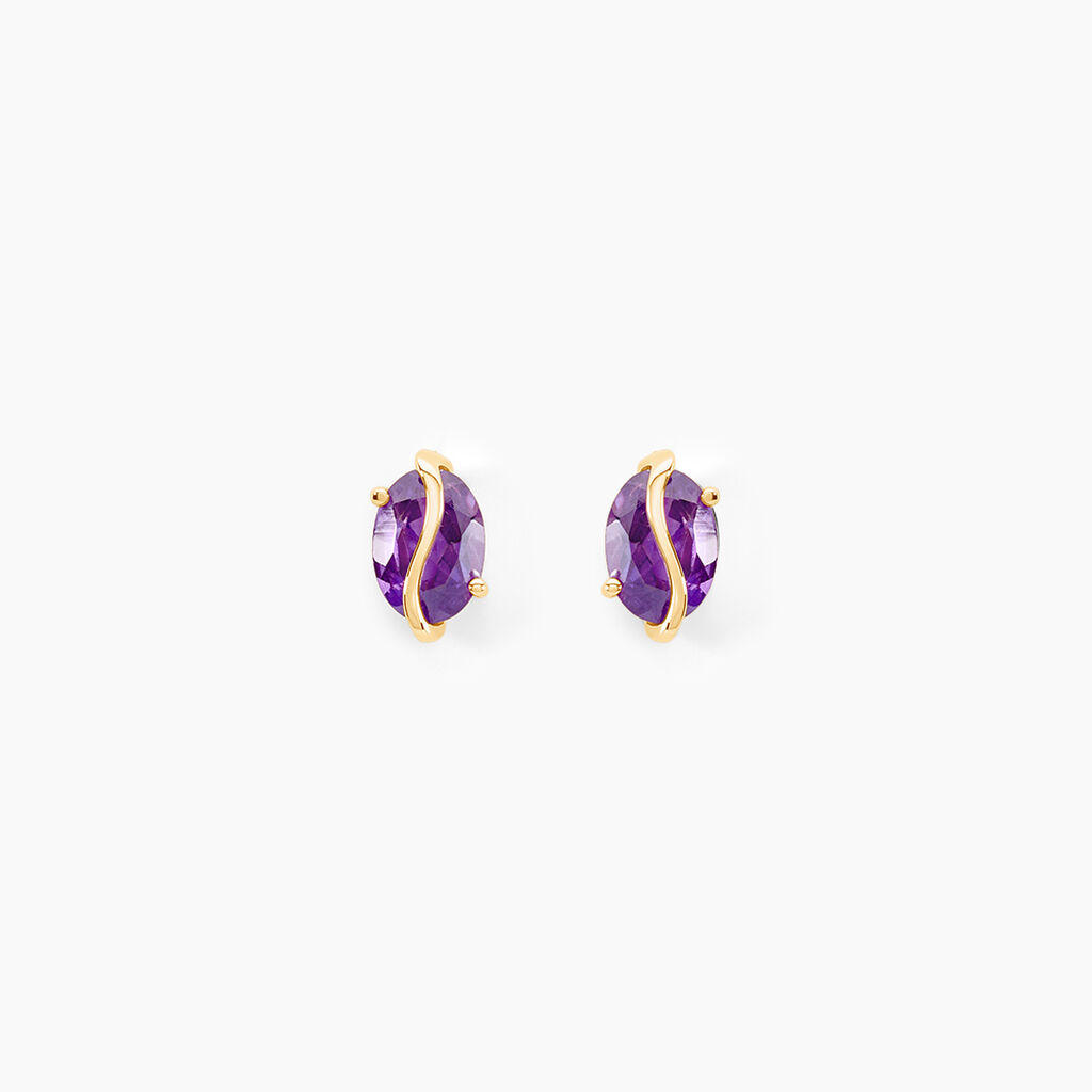 Boucles D'oreilles Puces Or Jaune Prudencia Am&eacute;thystes - Puces Femme | Marc Orian