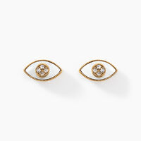 Boucles D'oreilles Puces Matiasma Or Jaune Nacre Diamant
