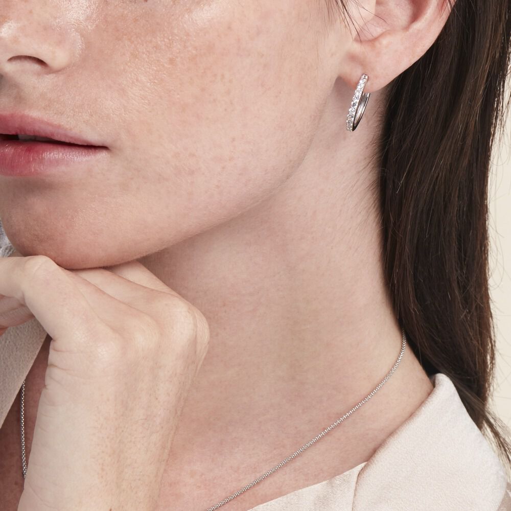 Créoles Classique Argent Blanc Jussi Oxyde De Zirconium - Créoles Femme | Marc Orian