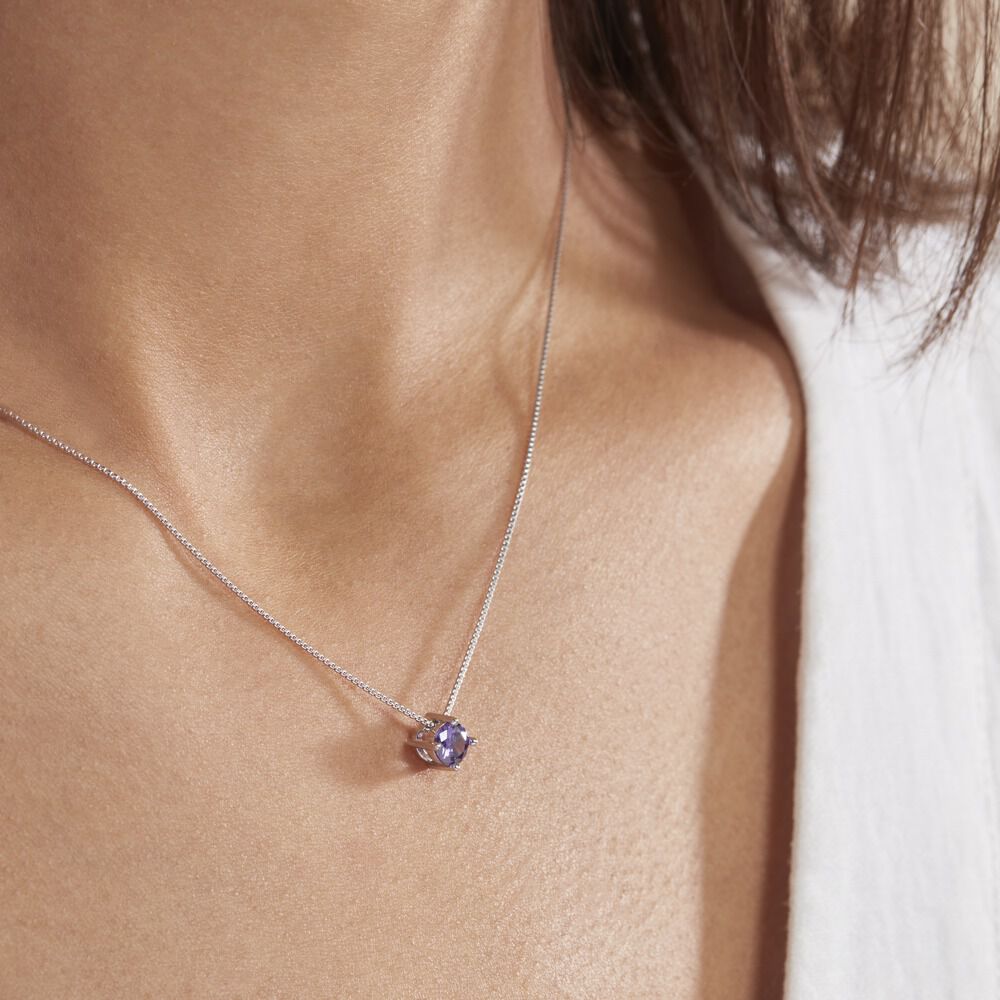 Collier Solitaire Argent Blanc Rio Santa Teresa Oxyde De Zirconium - Colliers solitaires Femme | Marc Orian