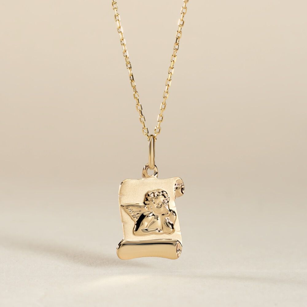 Pendentif Hanne Ange Parchemin Or Jaune - Bijoux personnalis&eacute;s Famille | Marc Orian