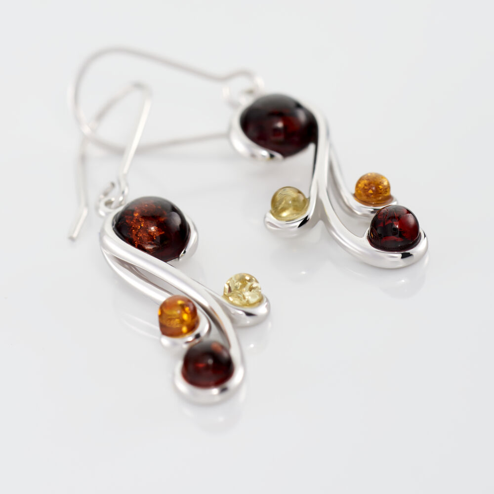 Boucles D'oreilles Pendantes Alexa Argent Blanc Ambre - Pendantes Femme | Marc Orian