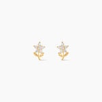 Boucles D'oreilles Puces Jabin Fleur Or Jaune Oxyde De Zirconium - Puces Famille | Marc Orian