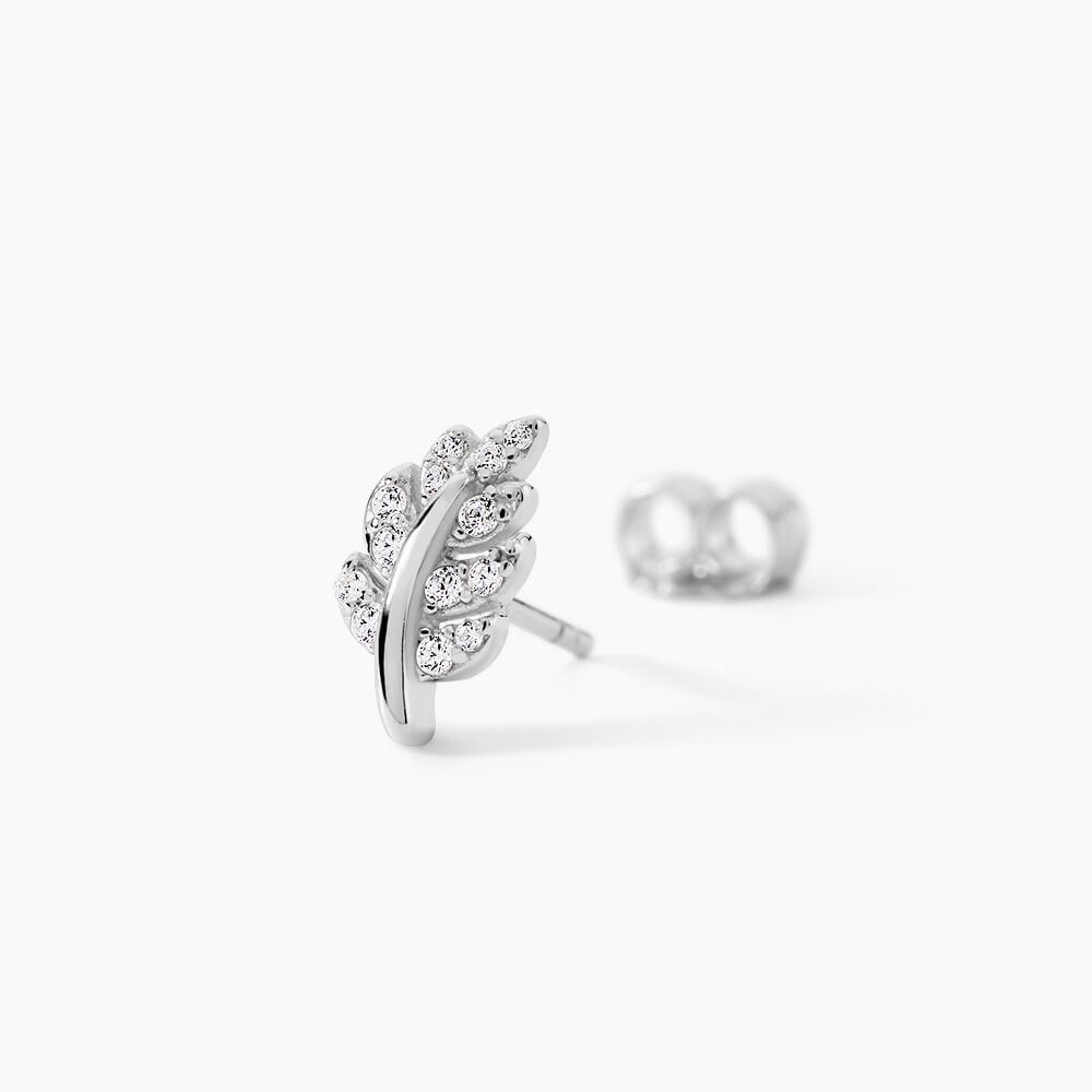 Boucles D'oreilles Puces Aleyna Argent Blanc Oxyde De Zirconium - Puces Femme | Marc Orian