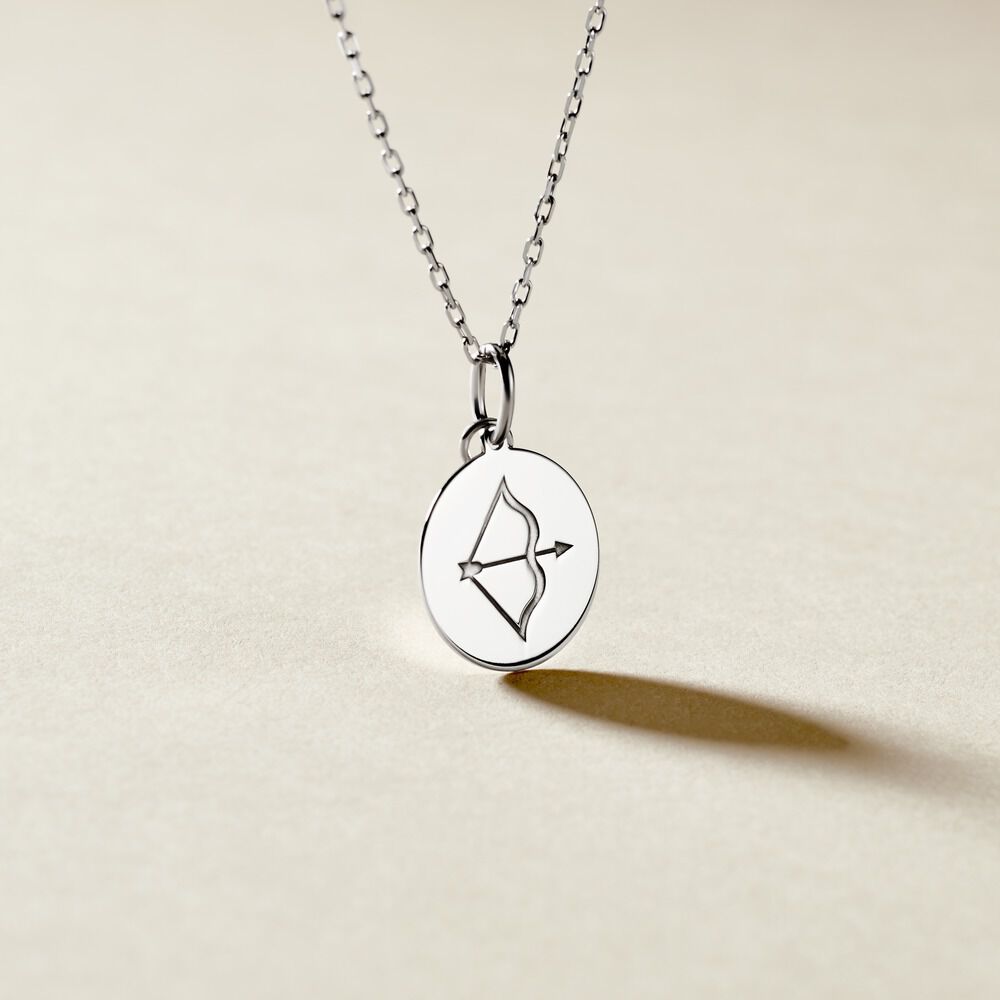 Pendentif Zodiaque Rond Argent Blanc - Bijoux personnalis&eacute;s Famille | Marc Orian