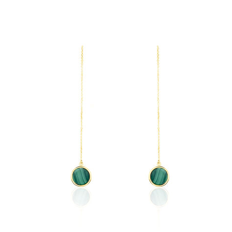 Boucles D'oreilles Pendantes Florica Or Jaune Malachite - Pendantes Femme | Marc Orian