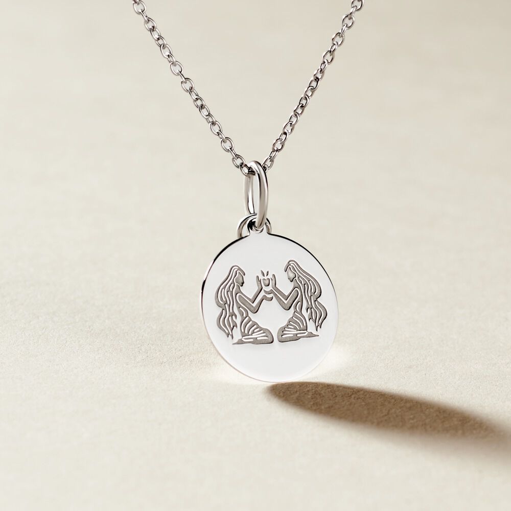 Pendentif Zodiaque Rond Argent Blanc - Bijoux personnalisés Famille | Marc Orian
