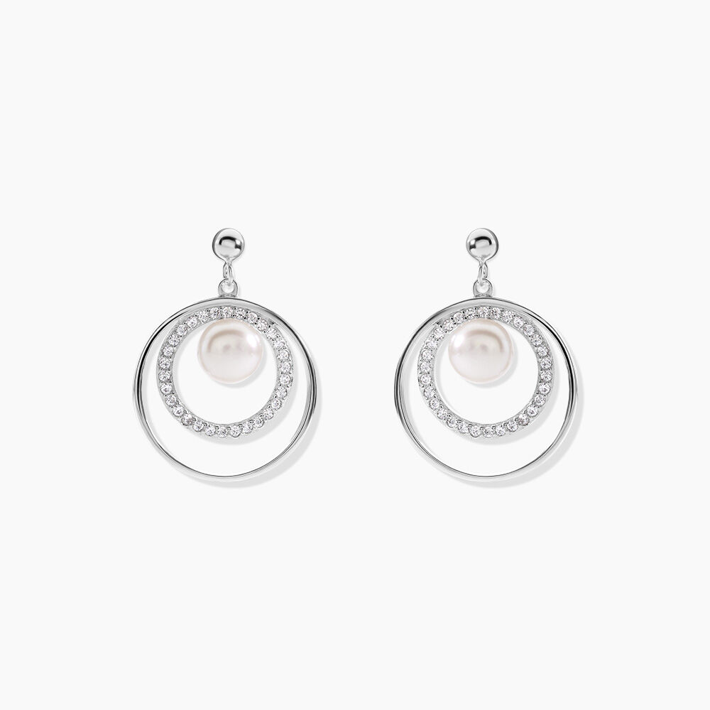 Boucles D'oreilles Pendantes Oksana Argent  Perle De Culture Et Oxyde - Pendantes Femme | Marc Orian
