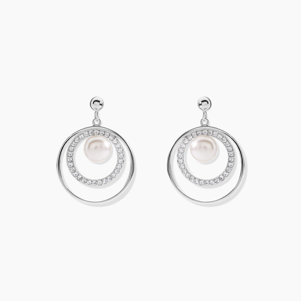 Boucles D'oreilles Pendantes Oksana Argent  Perle De Culture Et Oxyde - Pendantes Femme | Marc Orian