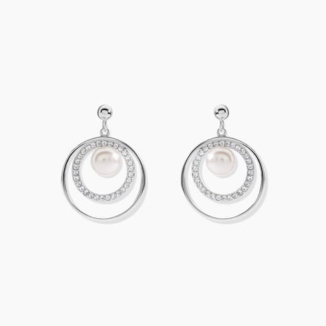 Boucles D'oreilles Pendantes Oksana Argent  Perle De Culture Et Oxyde - Pendantes Femme | Marc Orian