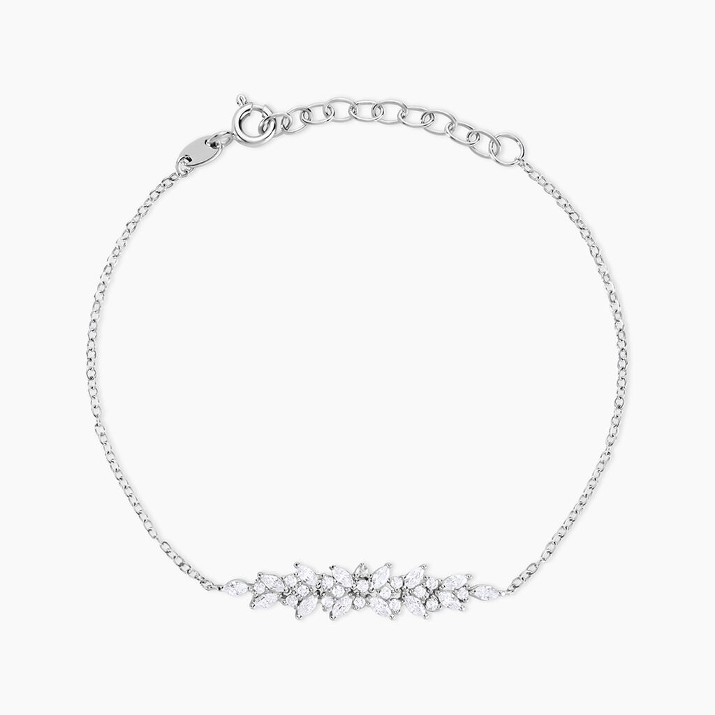 Bracelet Argent Blanc Precieux Flocon Oxyde De Zirconium - Bracelets chaînes Femme | Marc Orian