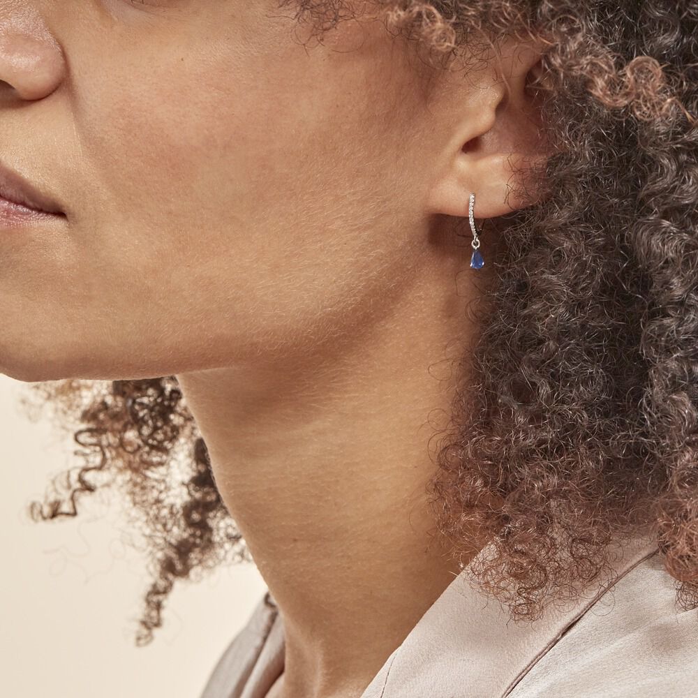 Créoles Or Blanc  Saphir Et Diamants -  Femme | Marc Orian