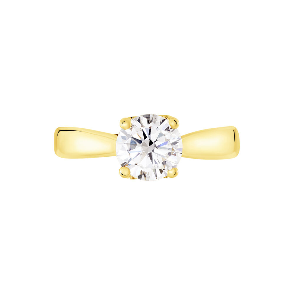 Bague Solitaire Vicoeuria Or Jaune Diamant Synth&eacute;tique - Parures de mariage Femme | Marc Orian