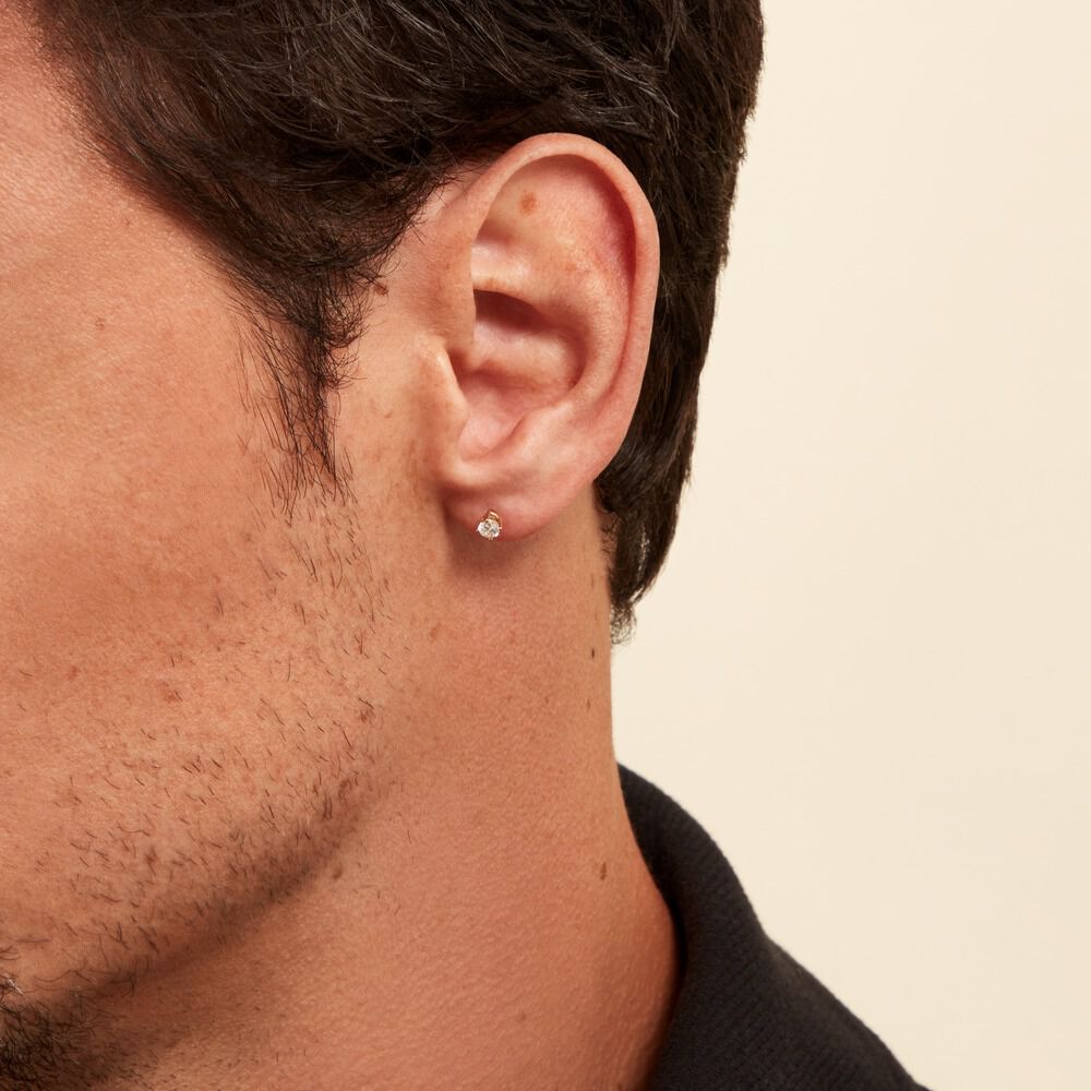 Boucle D'oreille Puce Unitaire Victoria Or Jaune Diamant - Puces Famille | Marc Orian