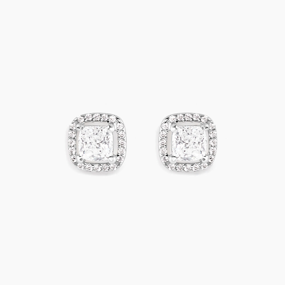 Boucles D'oreilles Puces Adrienne Or Blanc Oxyde De Zirconium - Puces Femme | Marc Orian