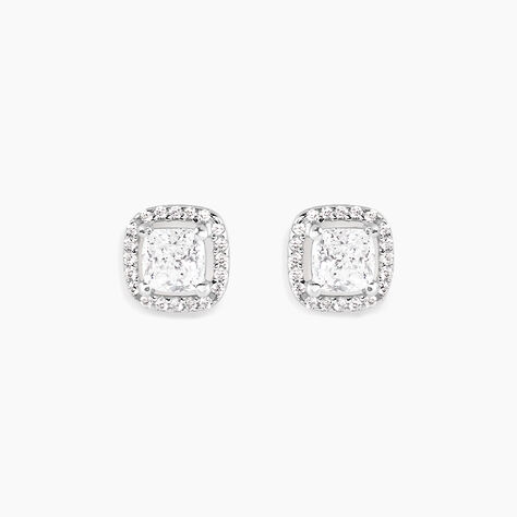 Boucles D'oreilles Puces Adrienne Or Blanc Oxyde De Zirconium - Puces Femme | Marc Orian