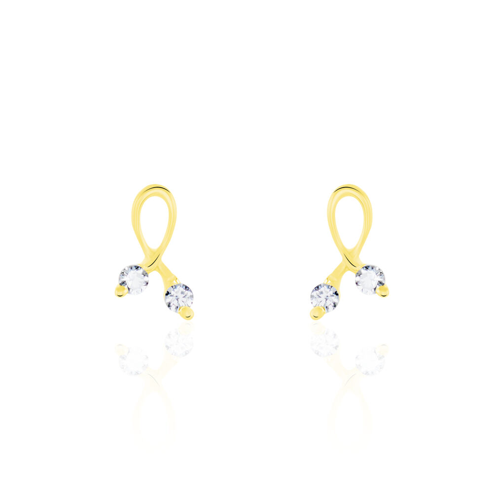 Boucles D'oreilles Puces Alvina Ruban Or Jaune Oxyde De Zirconium - Puces Femme | Marc Orian
